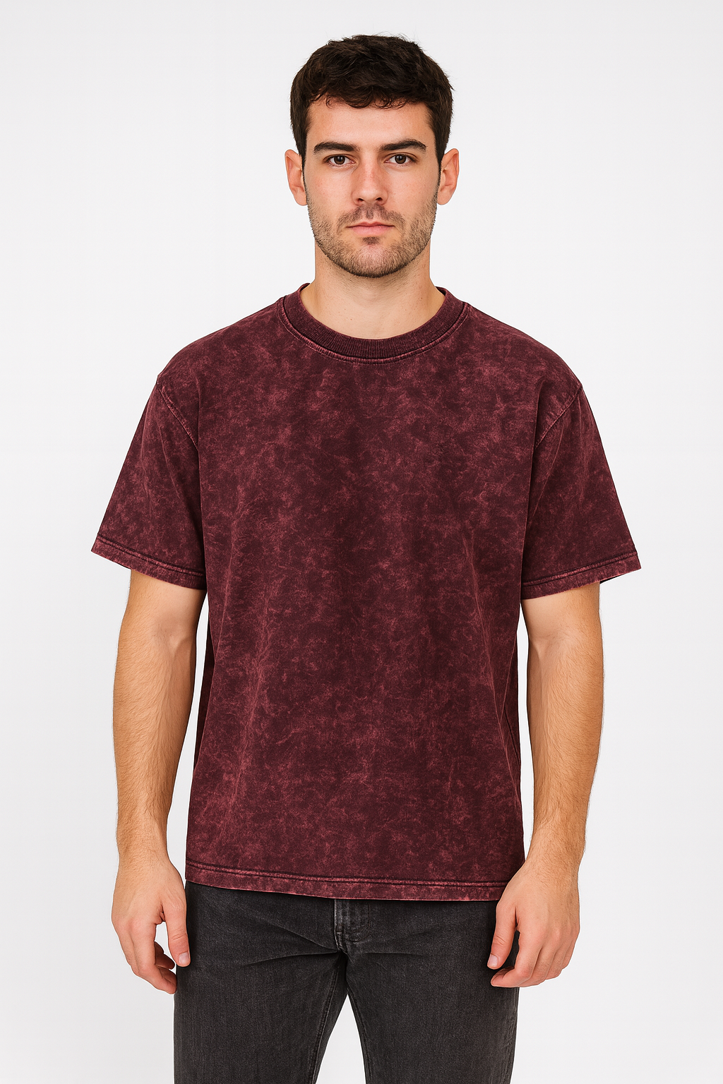Advester 240 GSM Pure Cotton Men's Grape Vine Oversized Acidwash T-Shirt