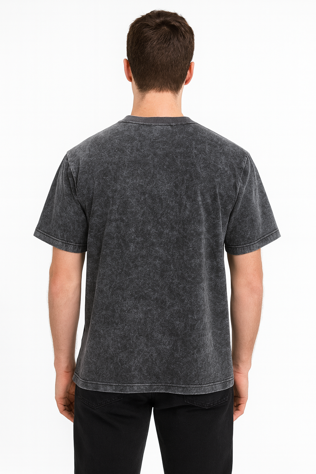 Advester 240 GSM Pure Cotton Men's Black Oversized Acidwash T-Shirt