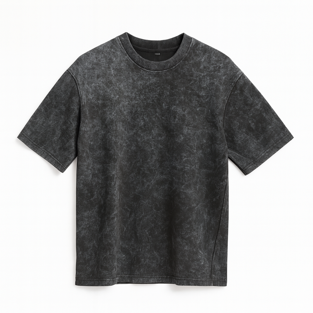 Advester 240 GSM Pure Cotton Men's Black Graphic Oversized Acidwash T-Shirt