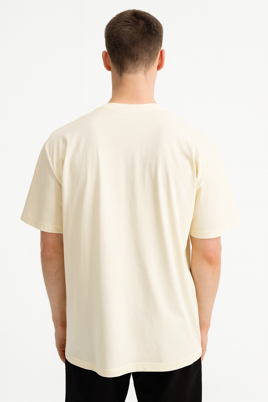 Advester Heavy GSM Pure Cotton Oversized Beige Plain T-Shirt