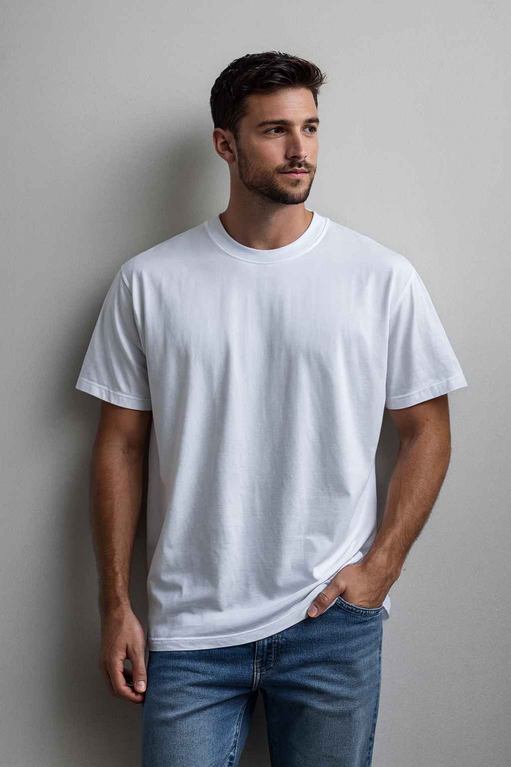 Advester Heavy GSM Pure Cotton Oversized White Plain T-Shirt
