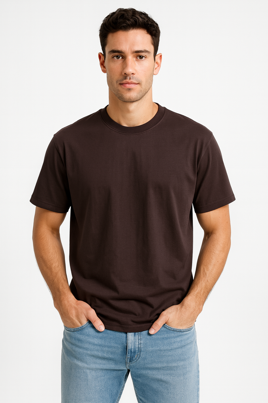 Advester Heavy GSM Pure Cotton Oversized Chocolate Brown Plain T-Shirt