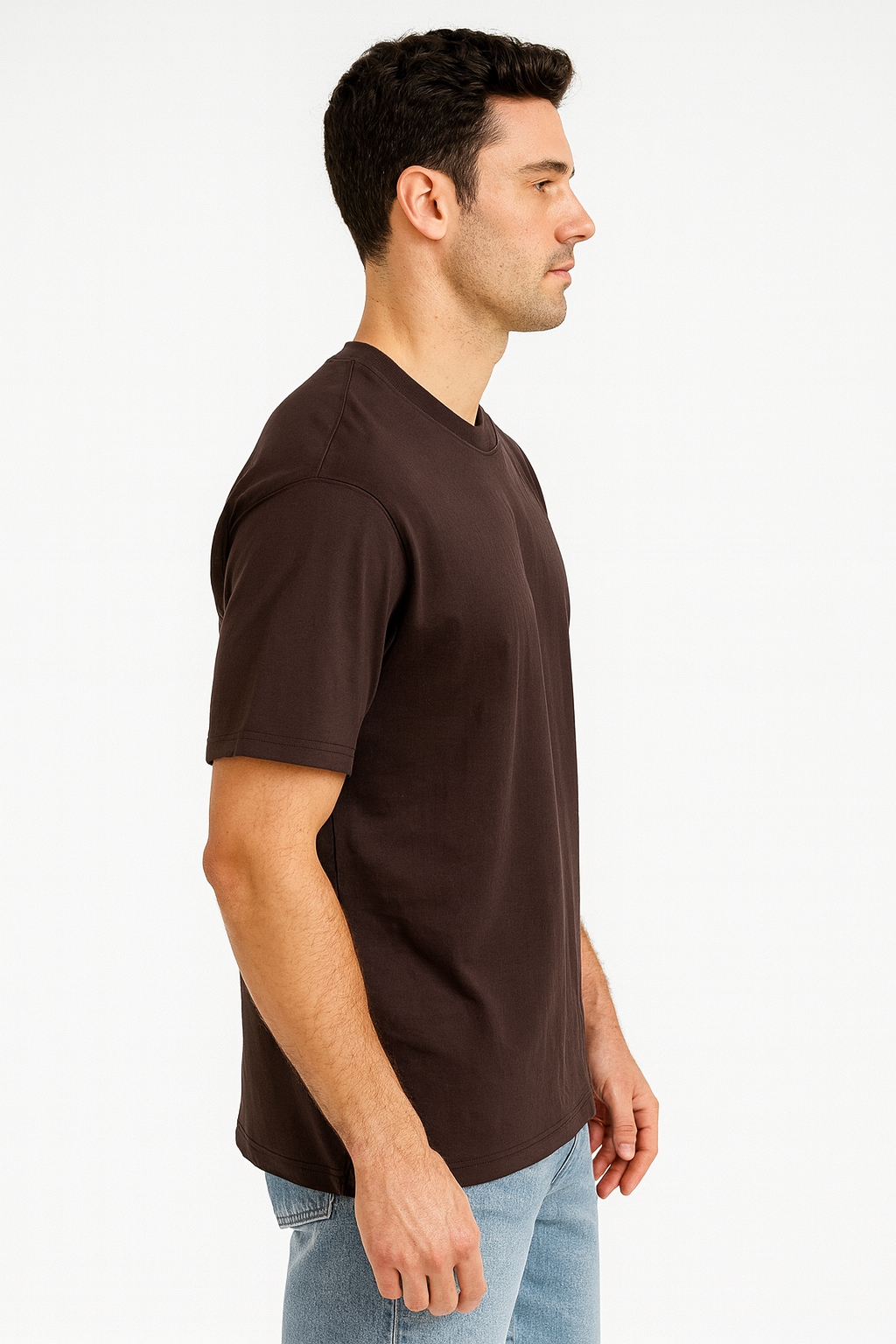 Advester Heavy GSM Pure Cotton Oversized Chocolate Brown Plain T-Shirt