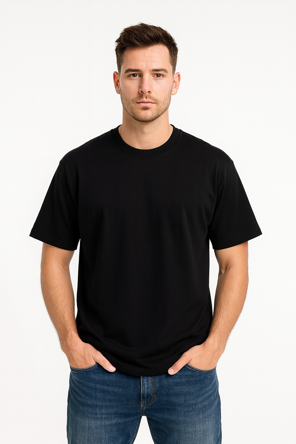Advester Heavy GSM Pure Cotton Regular Fit Black Plain T-Shirt