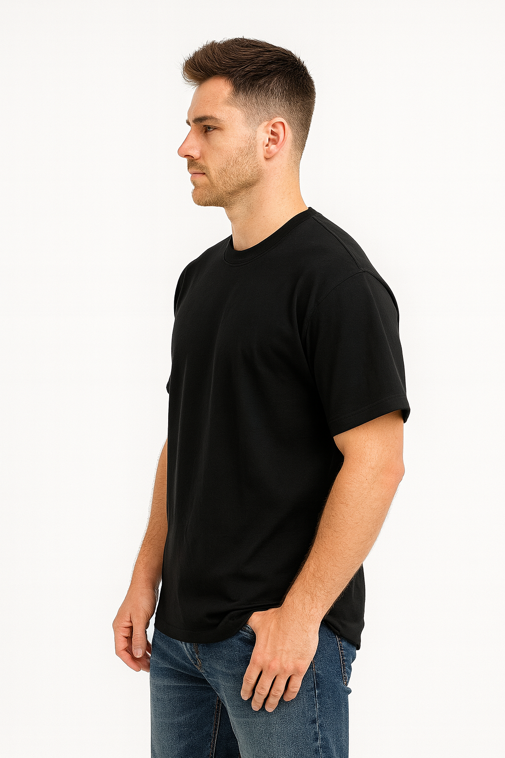Advester Heavy GSM Pure Cotton Regular Fit Black Plain T-Shirt