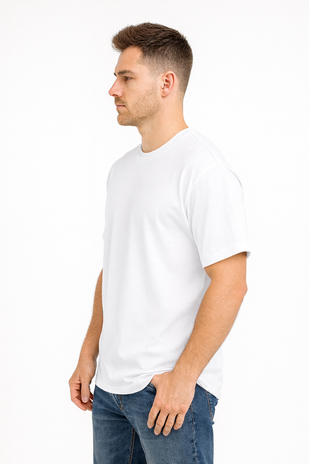 Advester Heavy GSM Pure Cotton Regular Fit White Plain T-Shirt