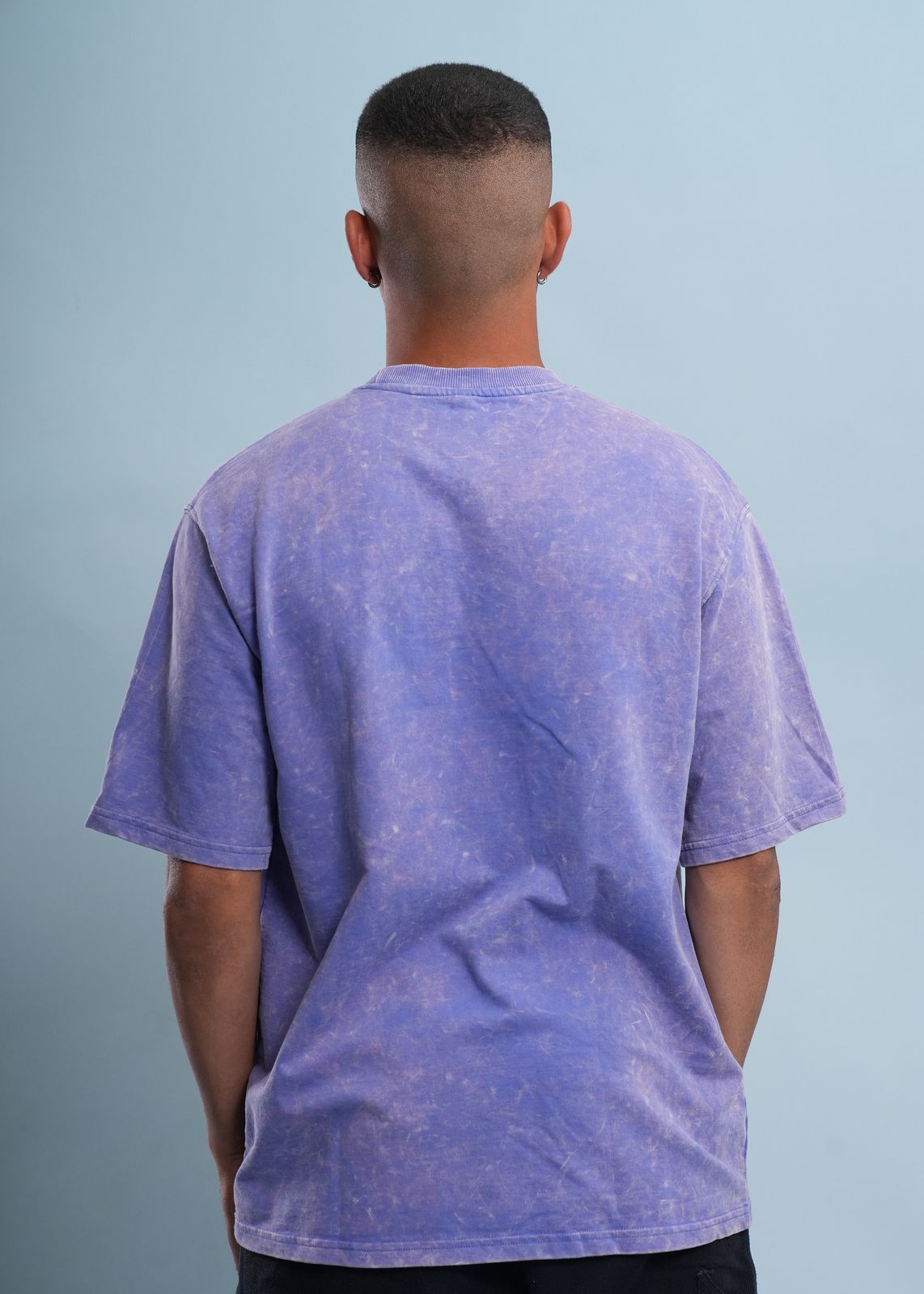 Advester 240 GSM Pure Cotton Men's Vista Blue Oversized Acidwash T-Shirt