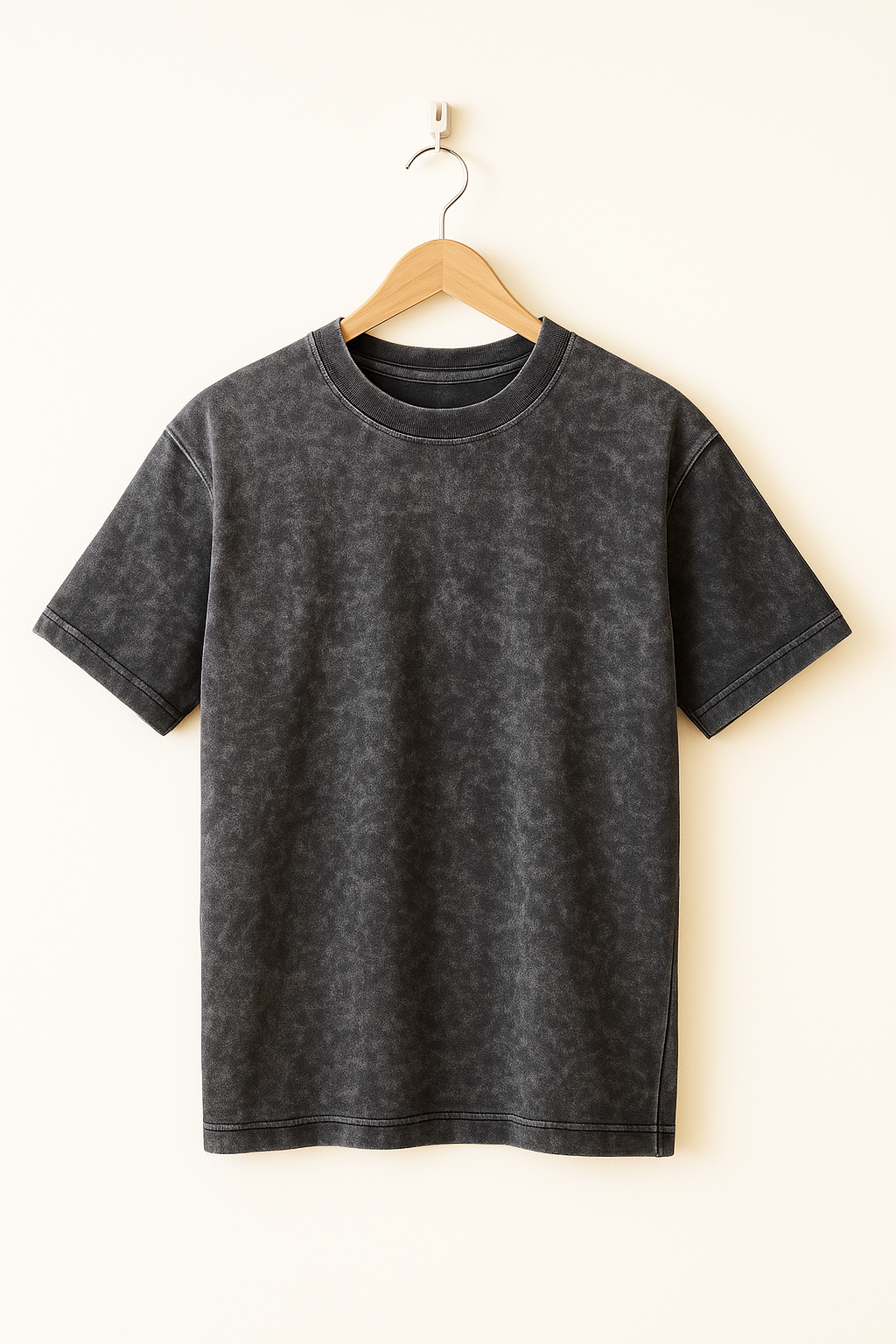 Advester 240 GSM Pure Cotton Men's Black Oversized Acidwash T-Shirt