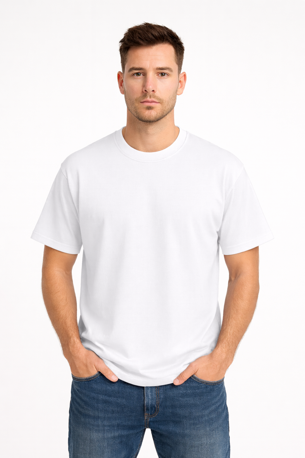 Advester Heavy GSM Pure Cotton Regular Fit White Plain T-Shirt